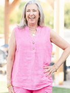 Pink Linen Sleeveless Top, S/M - Splendid Iris