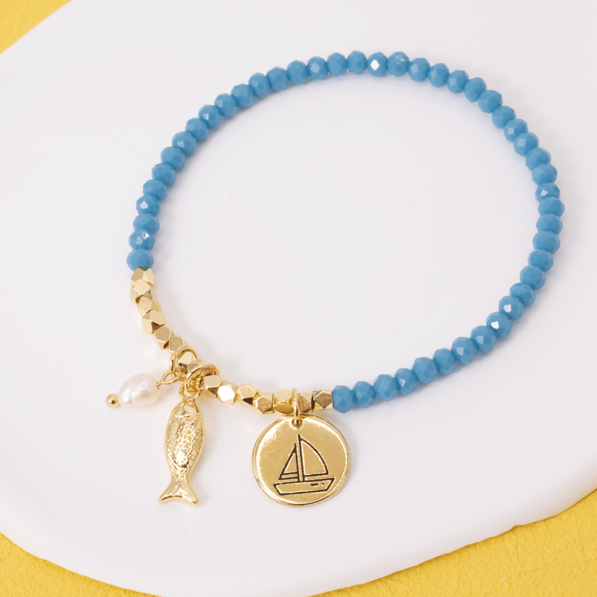 Sailboat and Fish Stretch Charm Bracelet - Splendid Iris