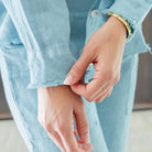 Linen Button Jacket|Top w/Fraying - Splendid Iris