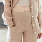 Linen Capri w/2 Large Open Pockets - Splendid Iris