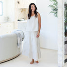 Linen Boxy Tank w/Button Back - Splendid Iris