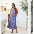 Linen Boxy Tank w/Button Back - Splendid Iris