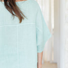 Linen Wide Mid Sleeve Top - Splendid Iris
