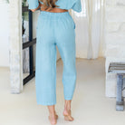 Linen Wide Cropped Pants - Splendid Iris
