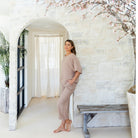 Linen Wide Mid Sleeve Top - Splendid Iris