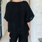 Linen Wide Mid Sleeve Top - Splendid Iris