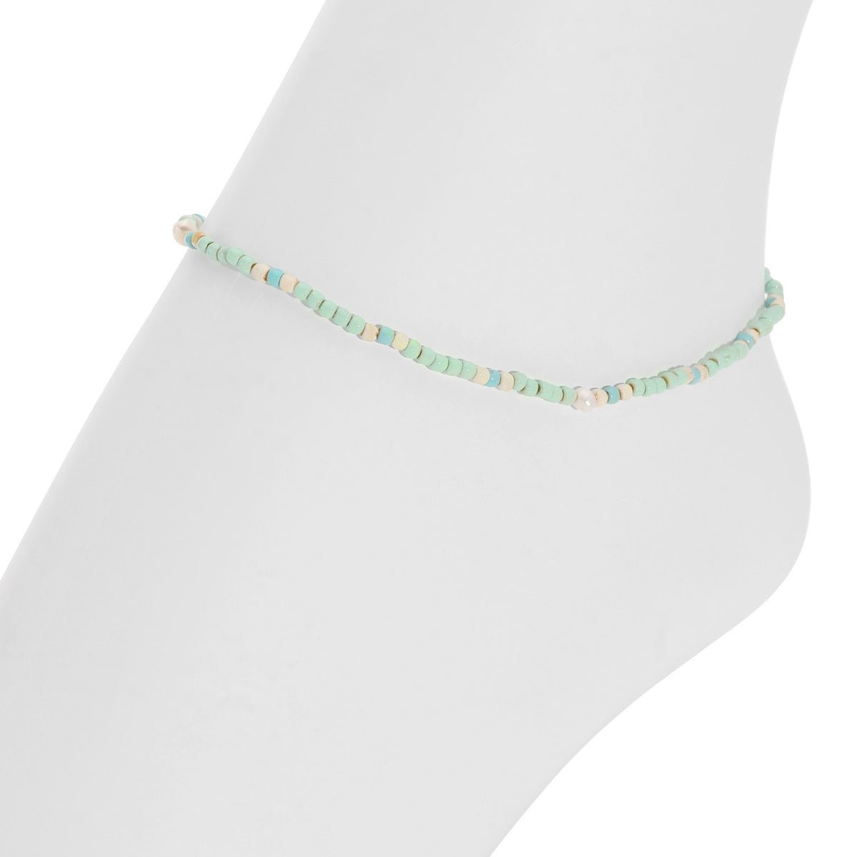 Stretch Seed Bead Pearl Anklets - Splendid Iris