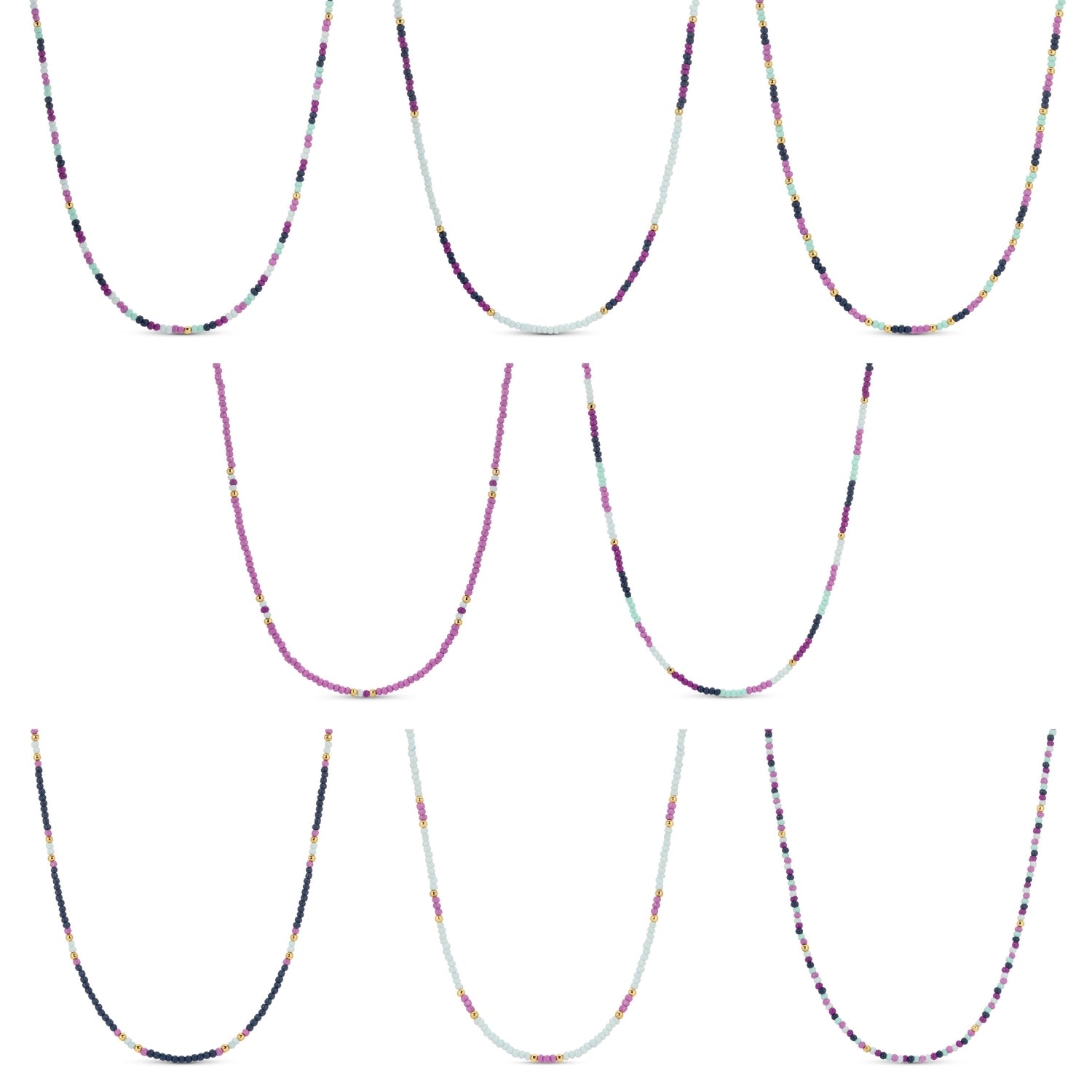 Set/2 Assorted Seed Bead Necklaces - Splendid Iris