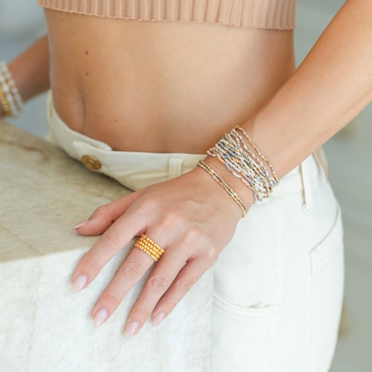 Set/8 Assorted 2mm Seed Bead Bracelets - Splendid Iris