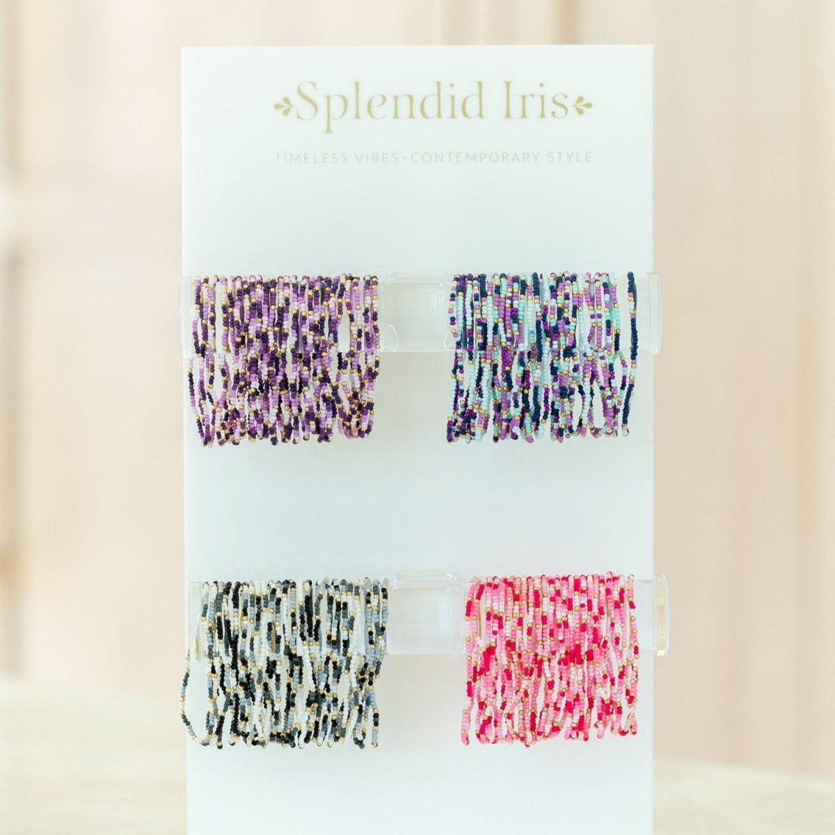 Set/8 Assorted 2mm Seed Bead Bracelets - Splendid Iris