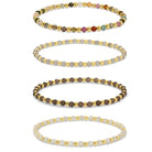 Set/4 3mm Stretch Bead & Stone Bracelets - Splendid Iris