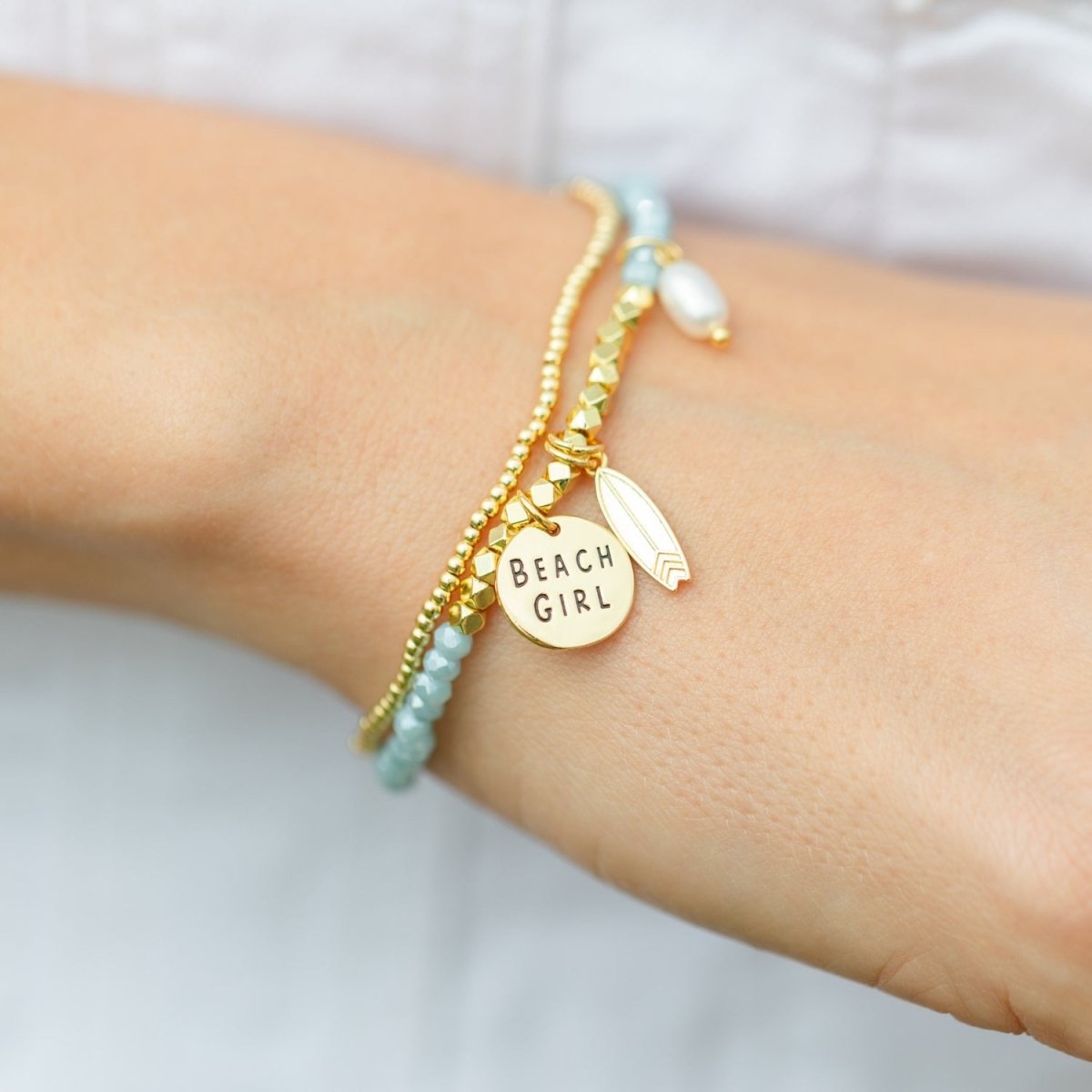 Beach Girl + Surfboard Stretch Bracelet - Splendid Iris