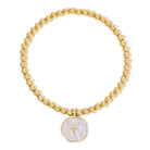 Cross Accented Shell Charm Stretch Bracelet - Splendid Iris