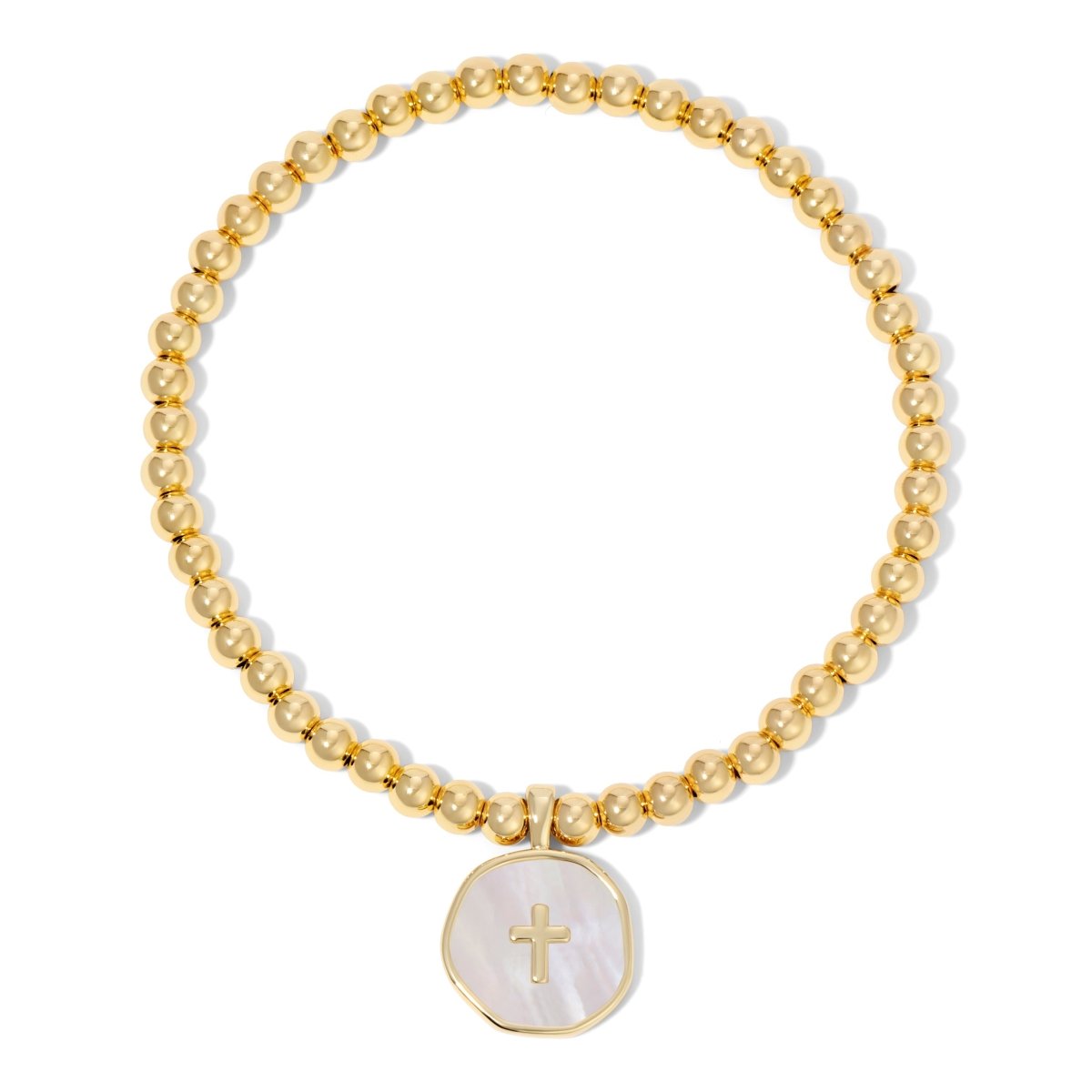 Cross Accented Shell Charm Stretch Bracelet - Splendid Iris