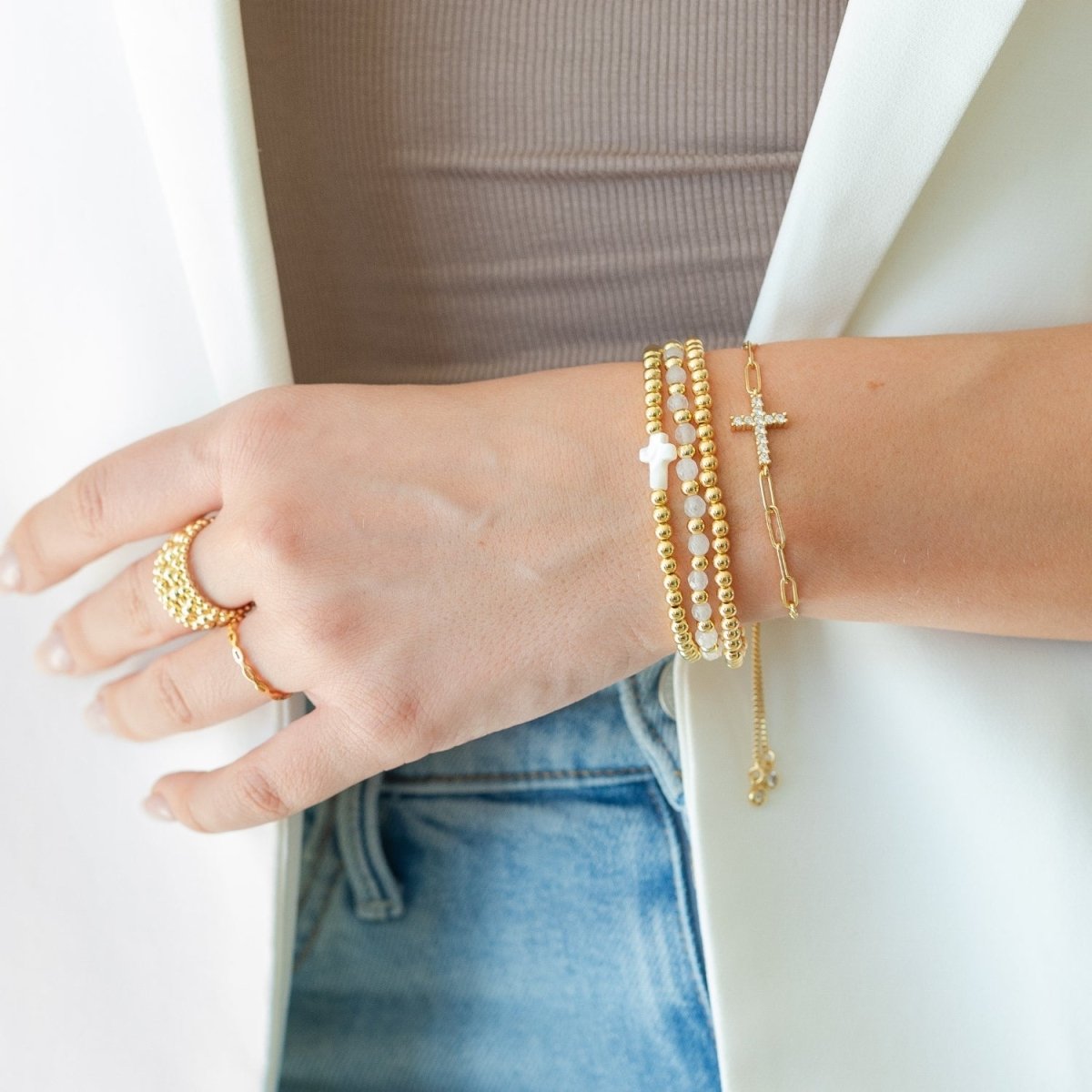 Cross Stretch Bracelet - Splendid Iris