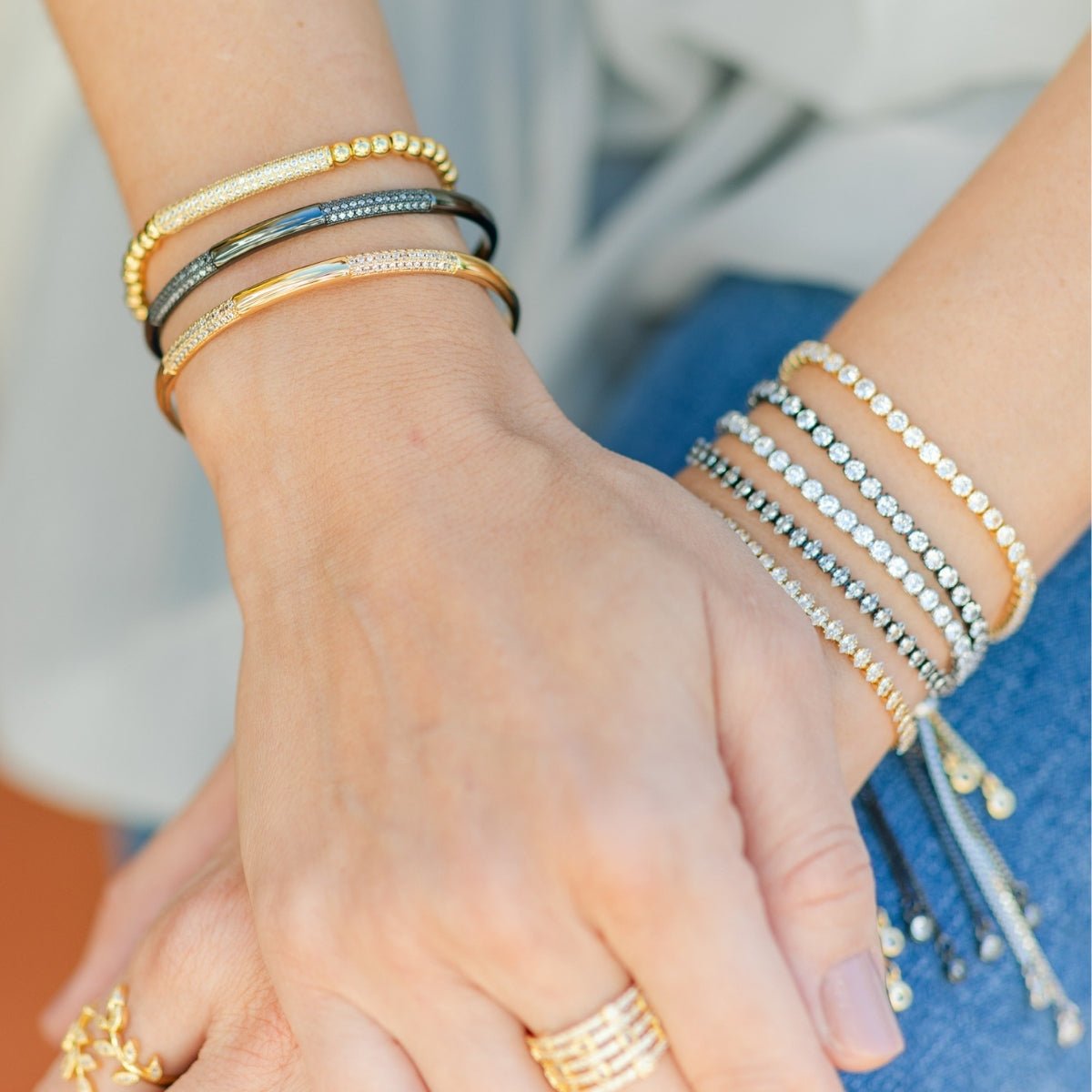 Simple Cuff with CZ Accents - Splendid Iris