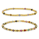 Set/2, 3mm Bead and Stone Stretch Bracelets - Splendid Iris