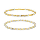 Set/2, 3mm Bead and Stone Stretch Bracelets - Splendid Iris