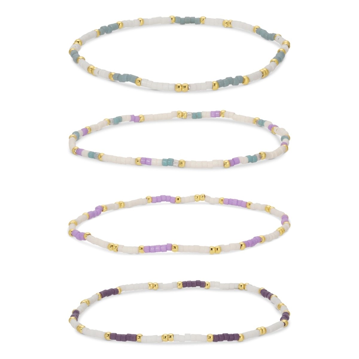 Set of 4 Ultra - Delicate Miyuki Stretch Bracelets - Splendid Iris