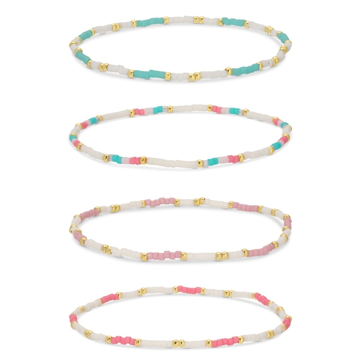 Set of 4 Ultra - Delicate Miyuki Stretch Bracelets - Splendid Iris