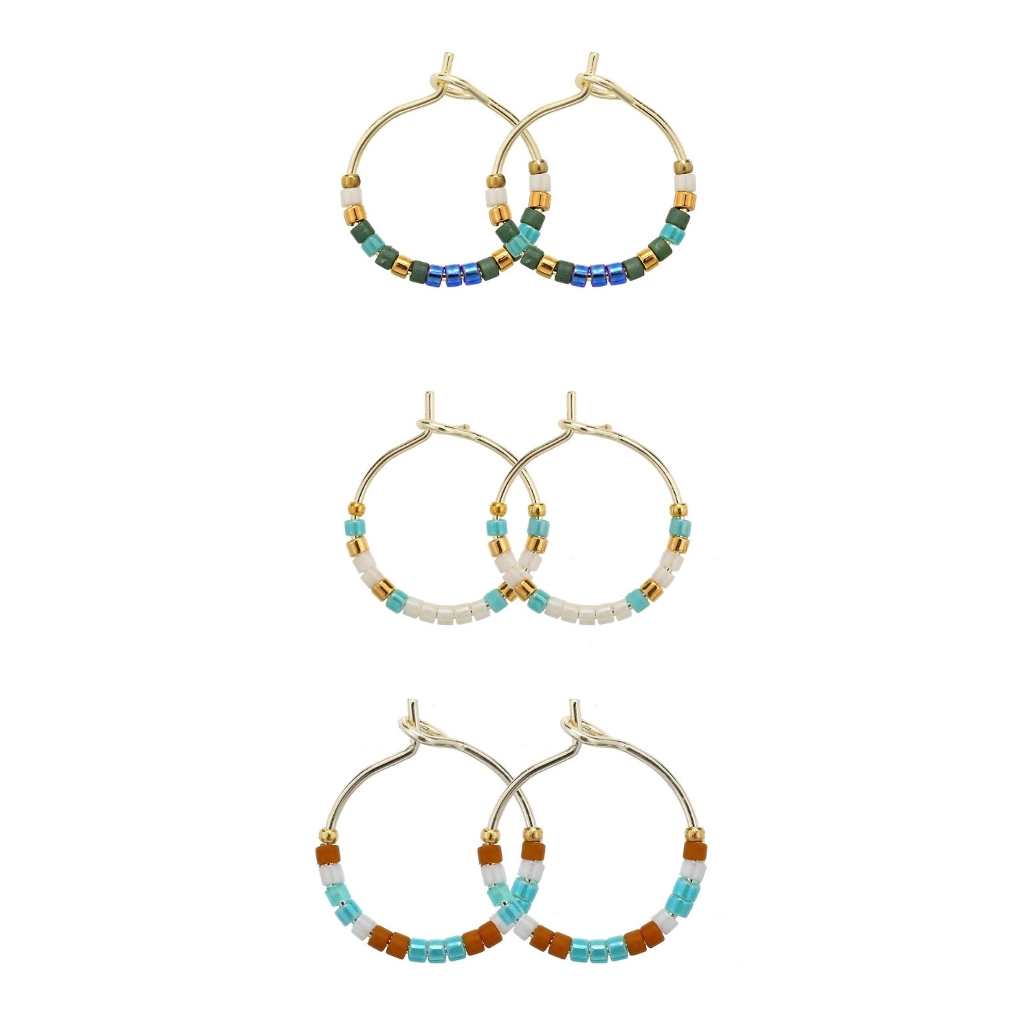Combo 3, Petite Miyuki Delica Hoops - Splendid Iris