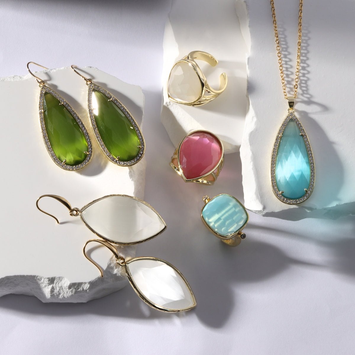 Phoebe Long Shimmer Stone Earrings - Splendid Iris