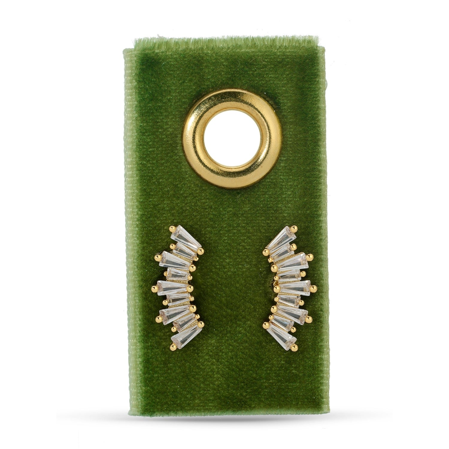 Curved Baguette Studs on Velvet Gift Tag - Splendid Iris