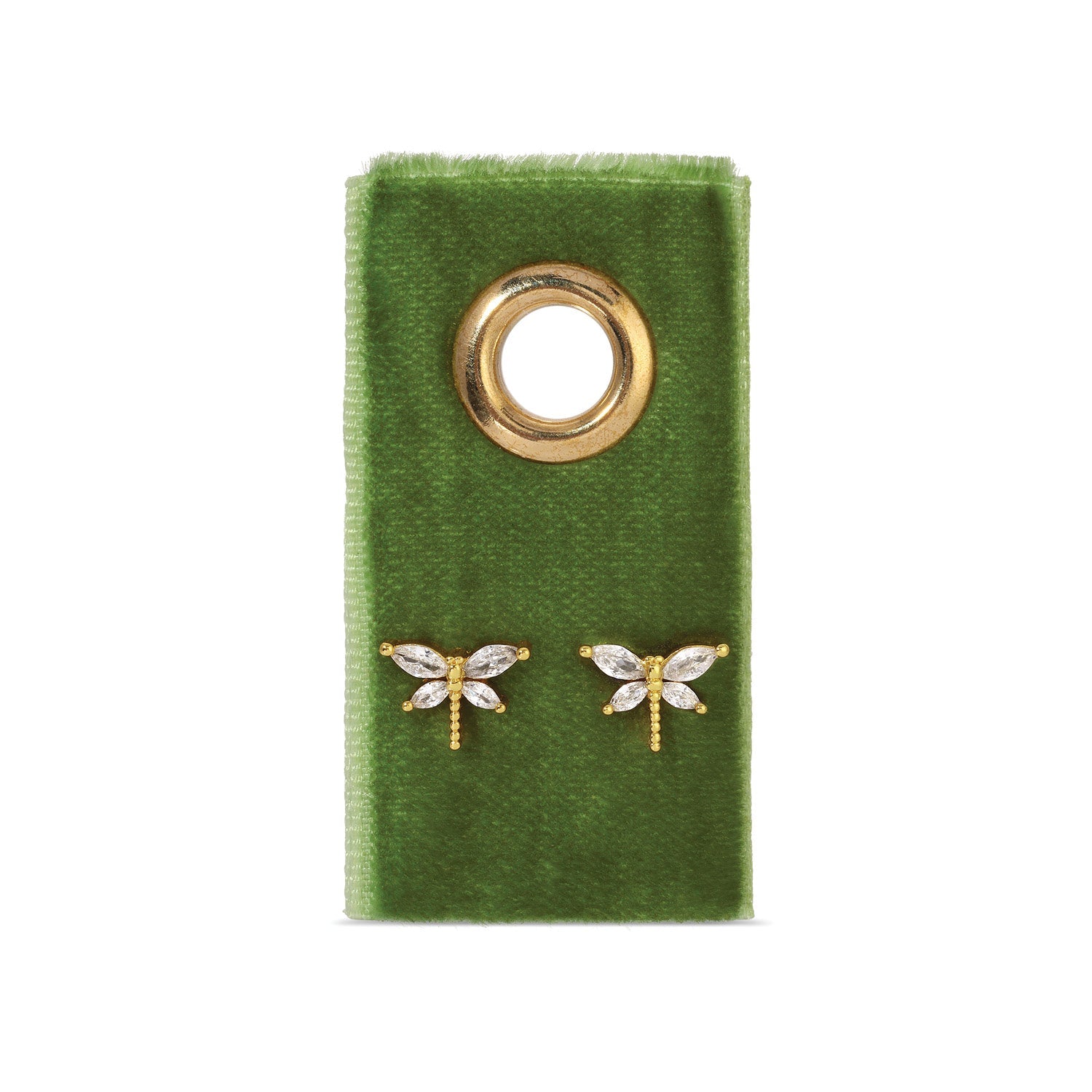 Dragonfly Studs on Velvet Gift Tag - Splendid Iris
