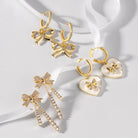 Huggies with Bow Accented White Heart - Splendid Iris