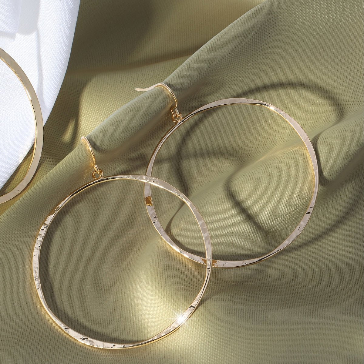 Large Lightly Hammered Open Circle Earrings - Splendid Iris