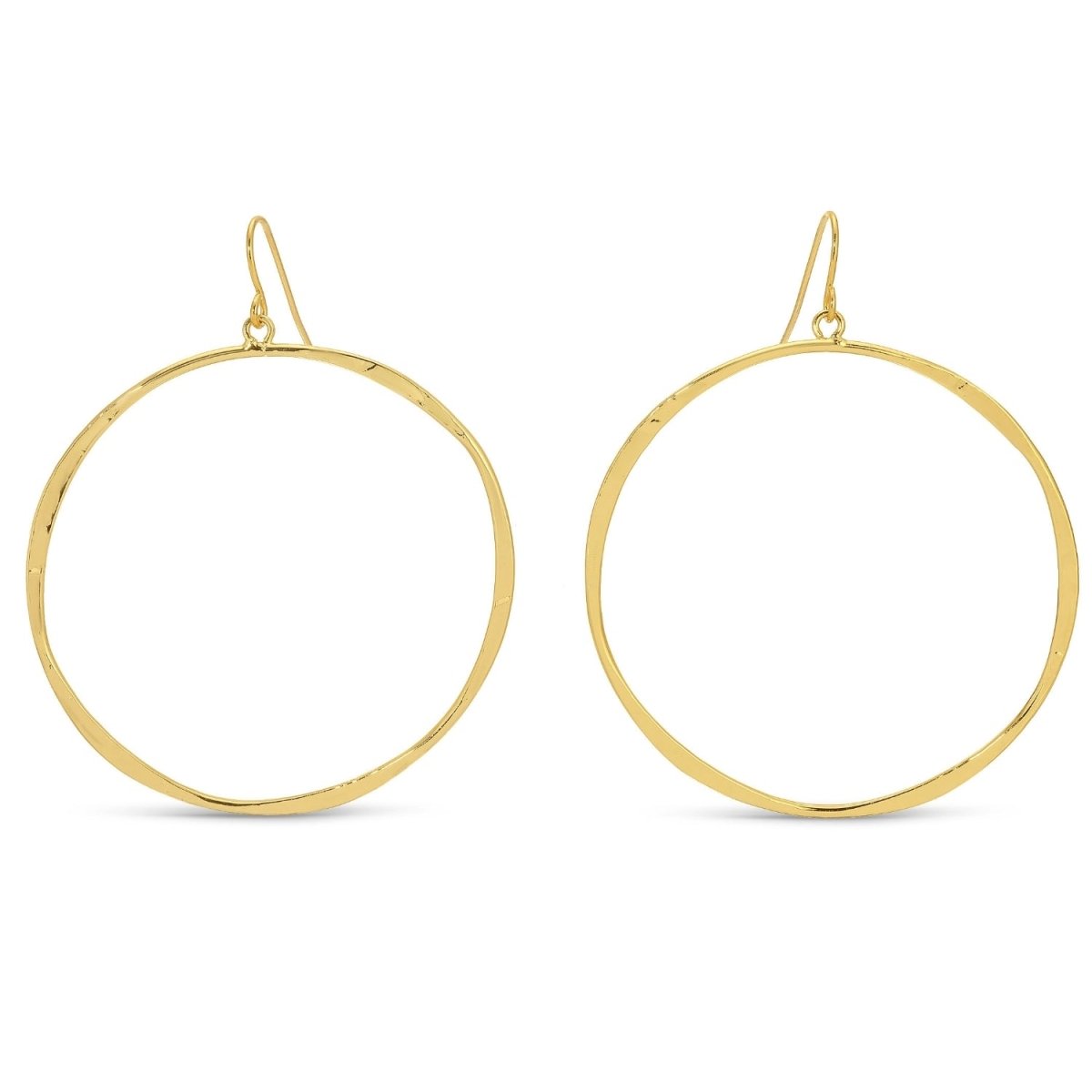Large Lightly Hammered Open Circle Earrings - Splendid Iris