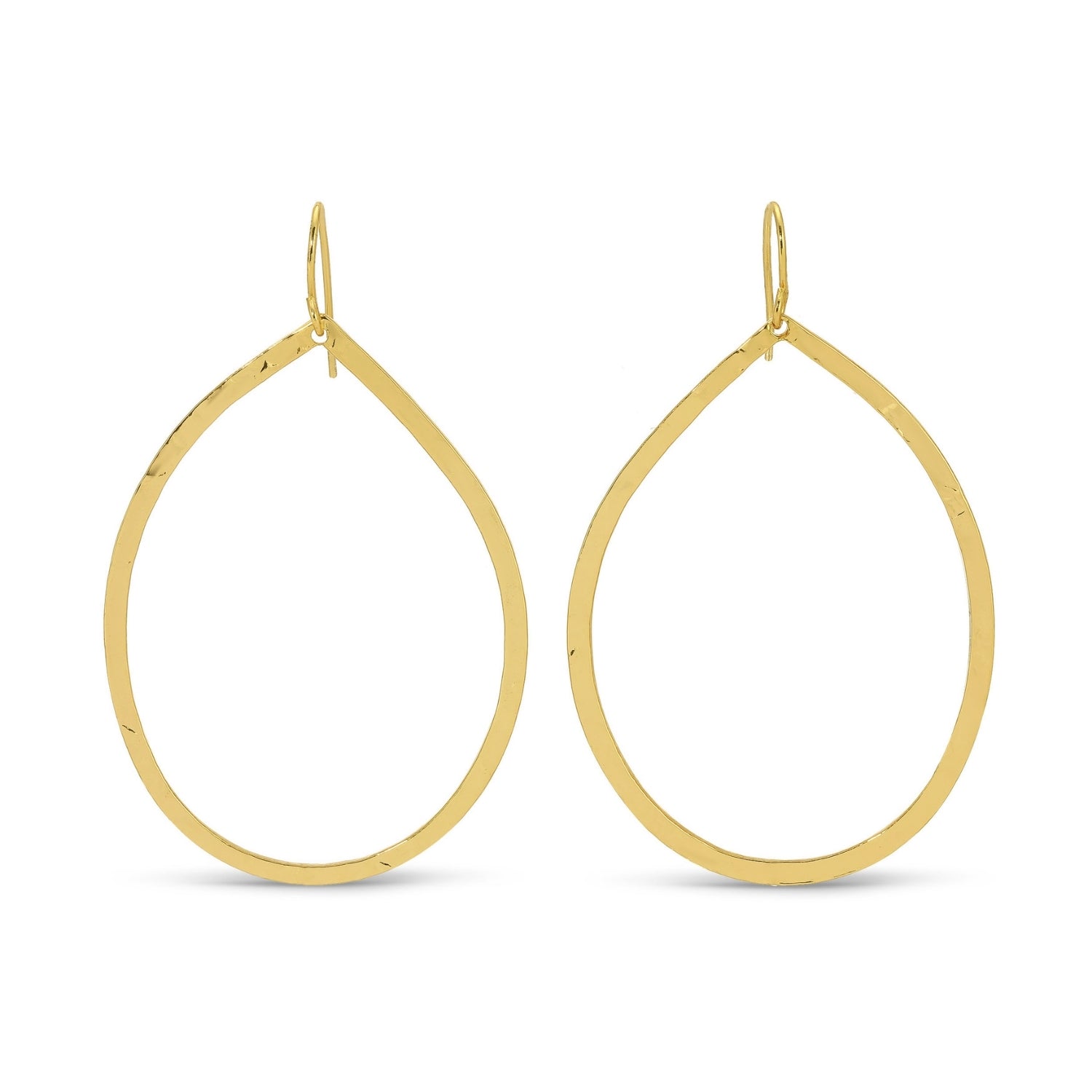 Large lightly hammered open teardrop earrings - Splendid Iris
