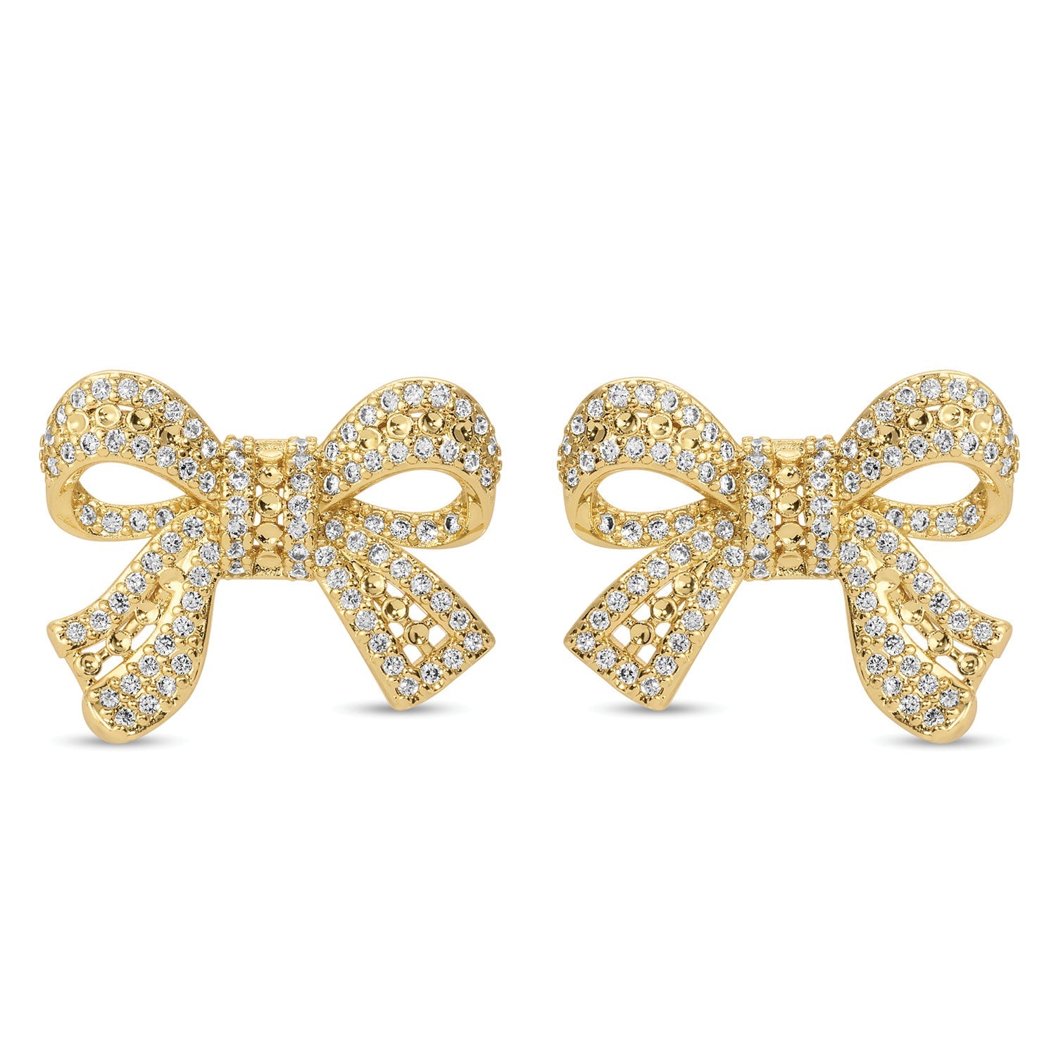 Large Pave Bow Stud Earrings - Splendid Iris