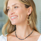 Long lightly hammered double open circle earrings - Splendid Iris