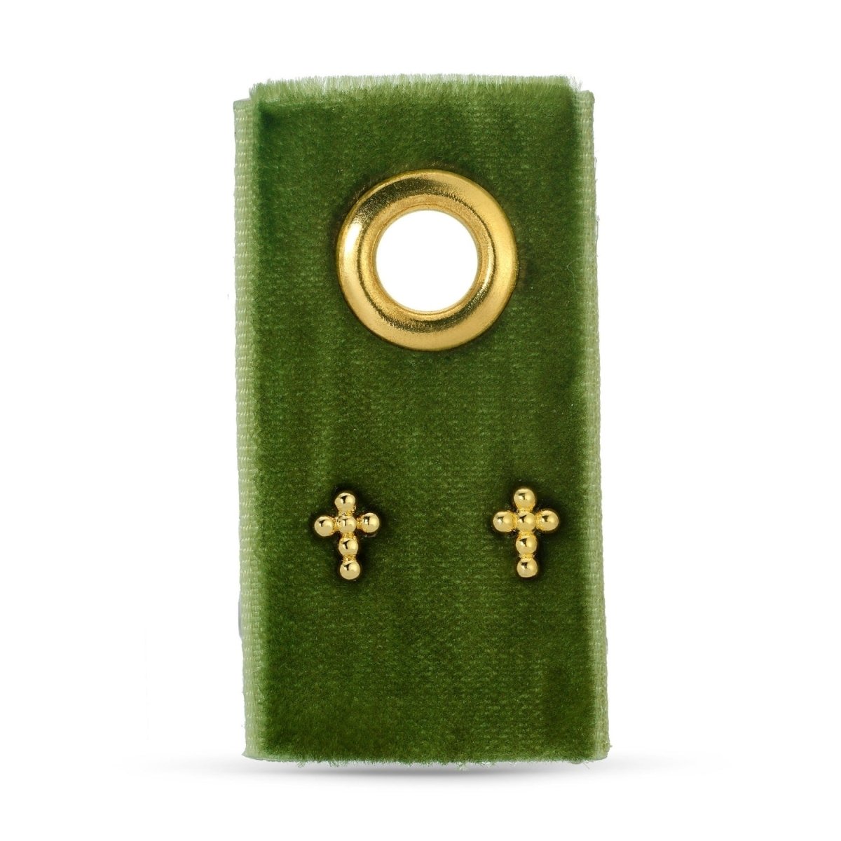 Petite Dot Cross Studs on Velvet Gift Tag - Splendid Iris