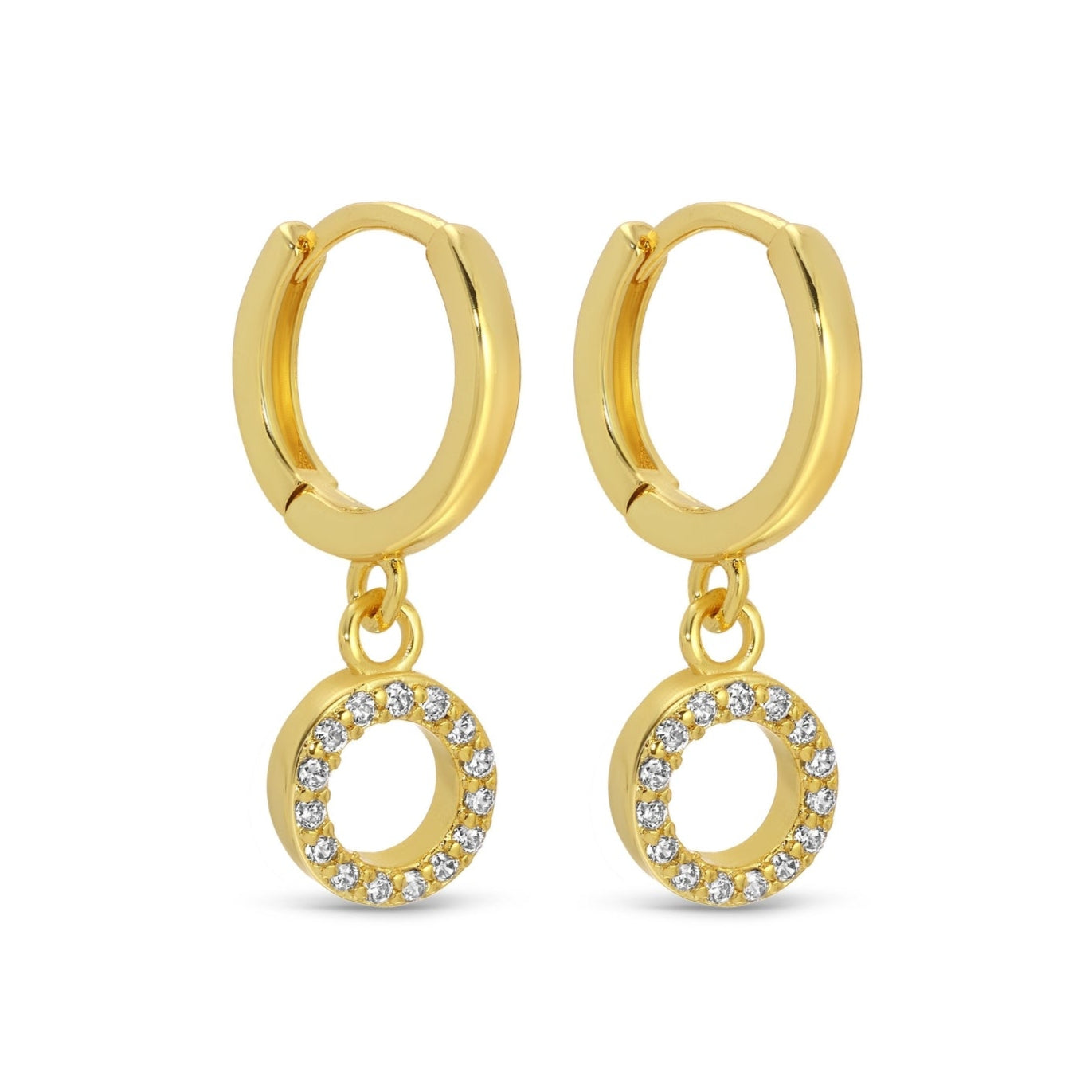 Small Huggies with Pave Circle - Splendid Iris