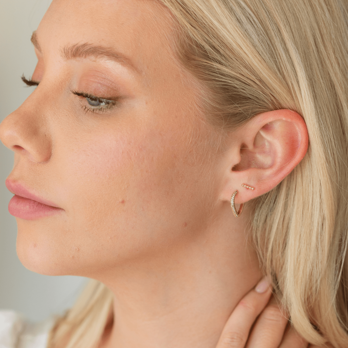 Angled Pave Huggies - Splendid Iris