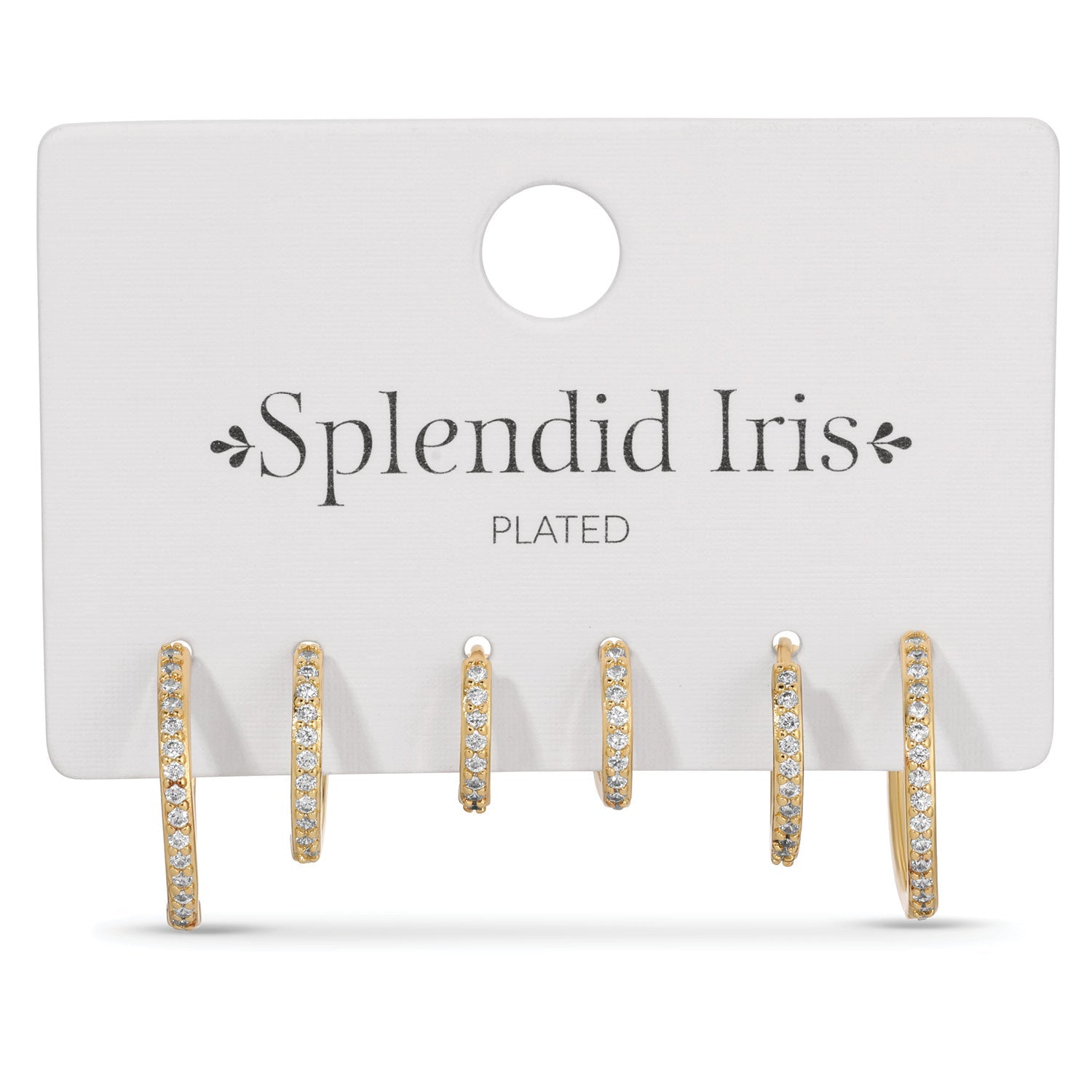 Combo 3, Delicate Pave Huggies - Splendid Iris