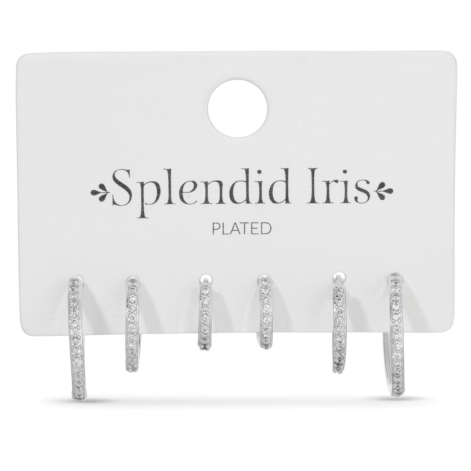 Combo 3, Delicate Pave Huggies - Splendid Iris