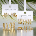 Combo 3, Delicate Pave Huggies - Splendid Iris