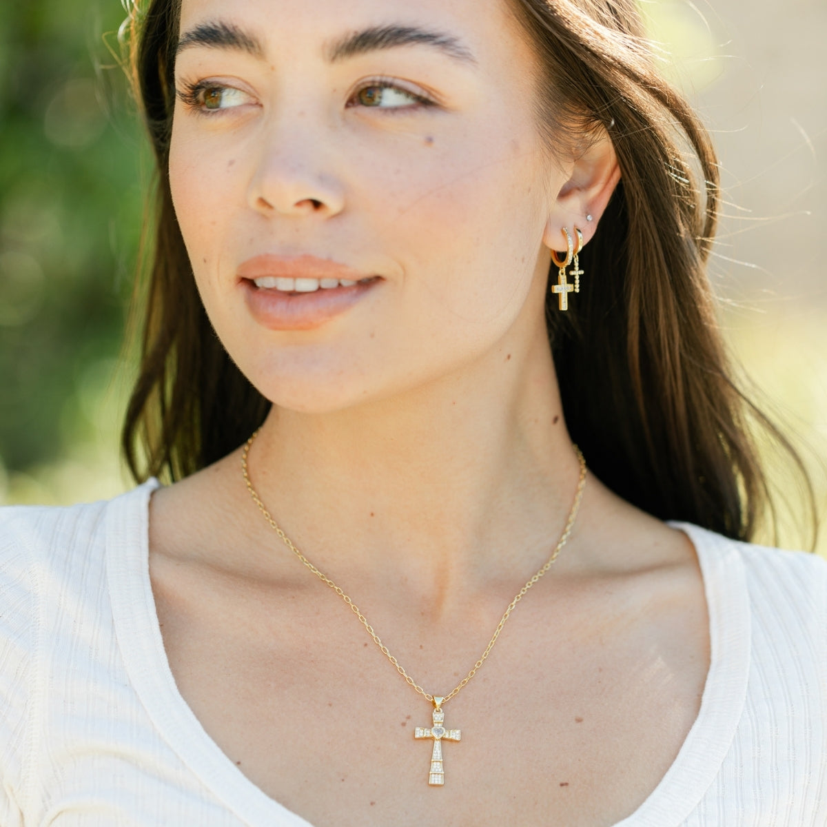 Cross Drop Huggies - Splendid Iris