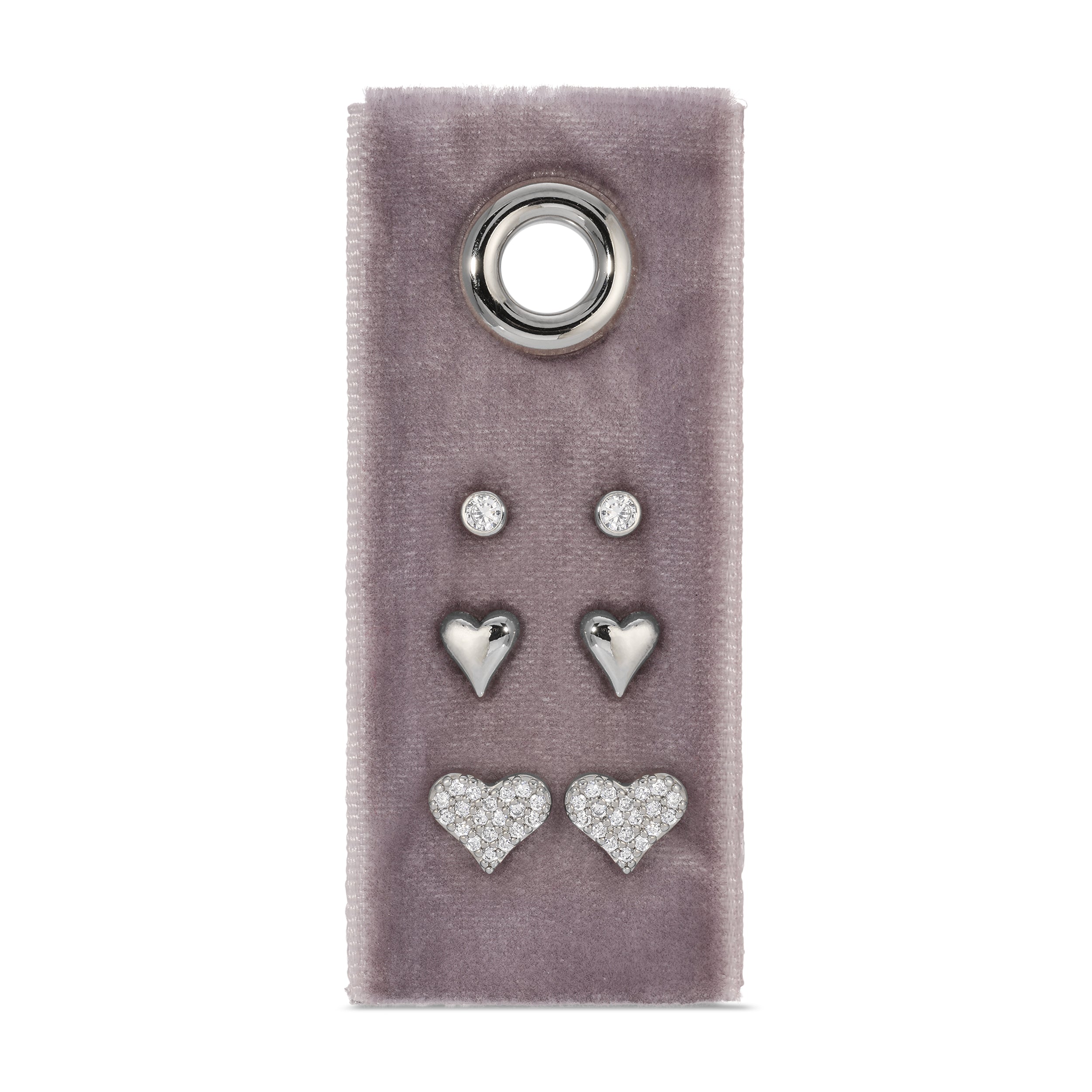 Heart Velvet Stud Gift Set - Splendid Iris