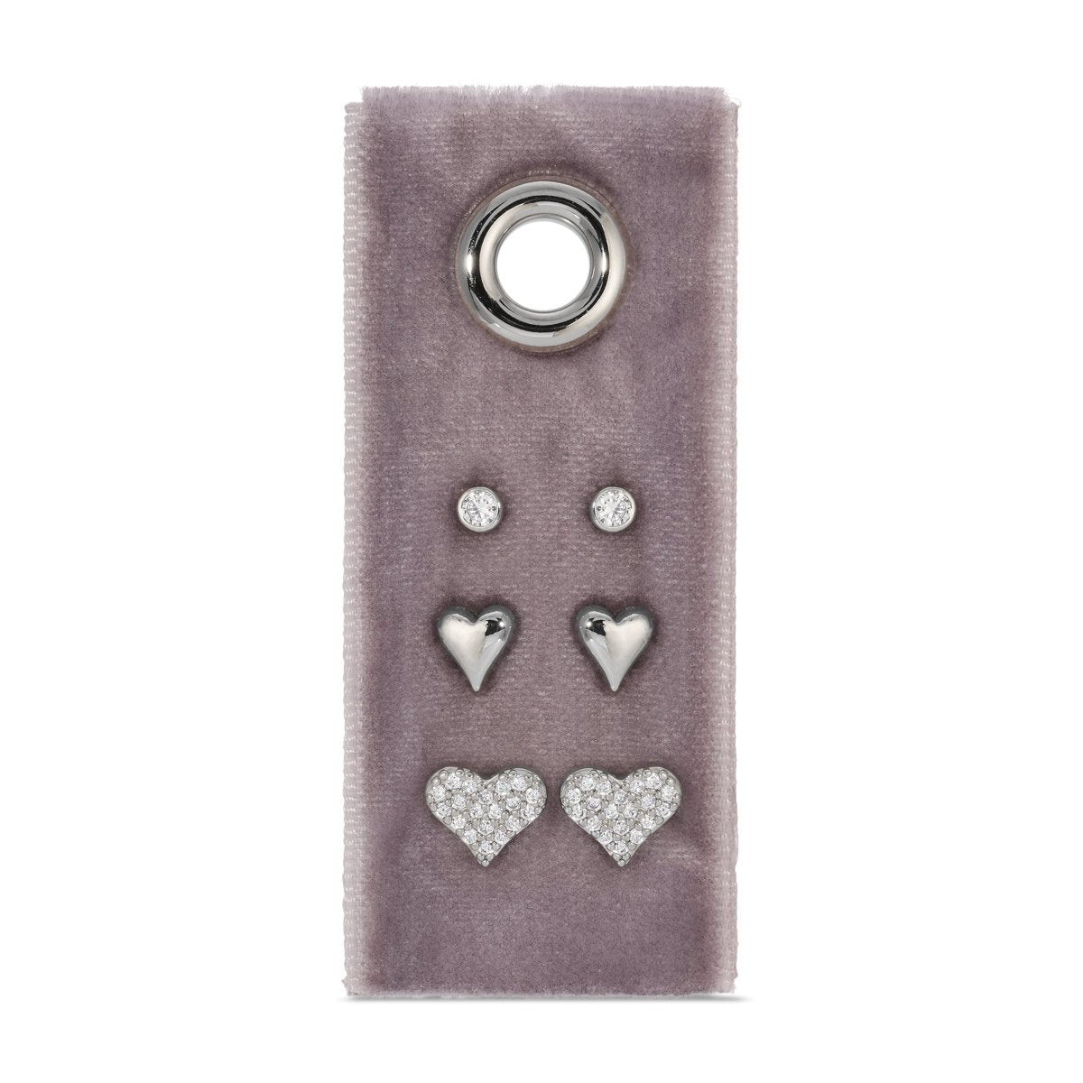 Heart Velvet Stud Gift Set - Splendid Iris