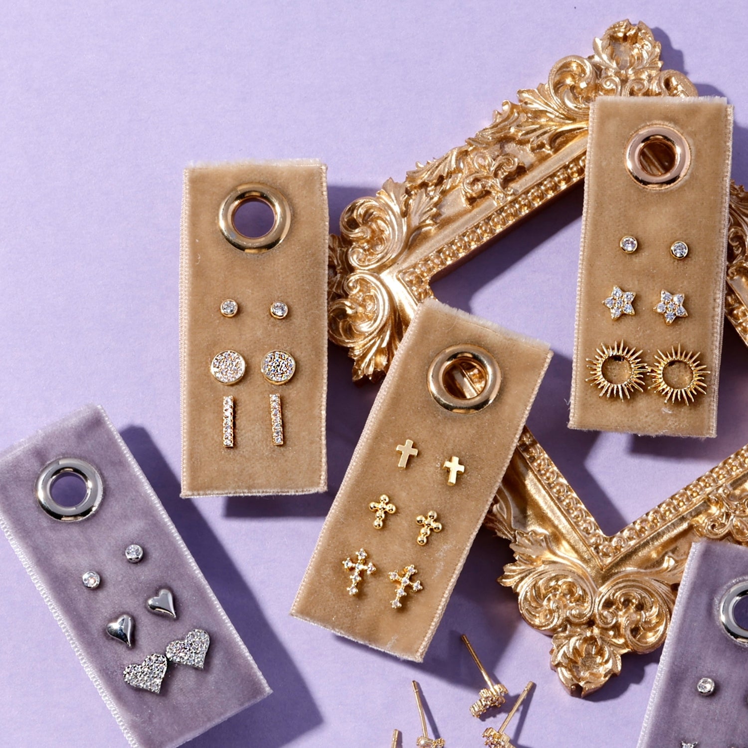 Heart Velvet Stud Gift Set - Splendid Iris