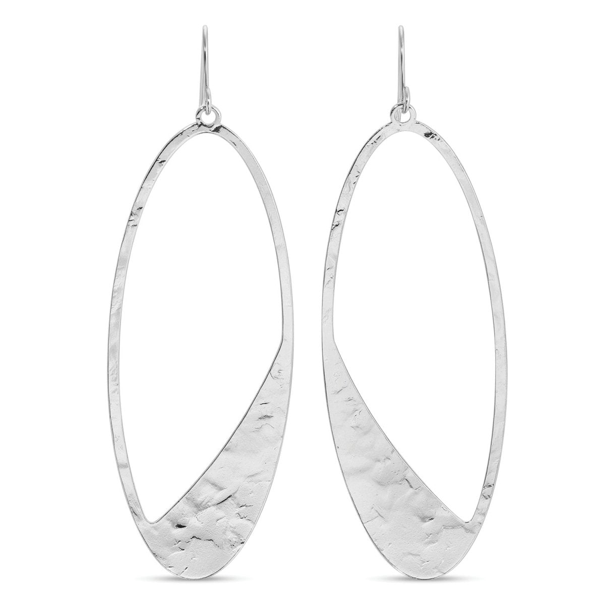Long Gilded Contemporary Oval Earrings - Splendid Iris