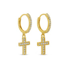 Pave Huggies - Cross - Splendid Iris