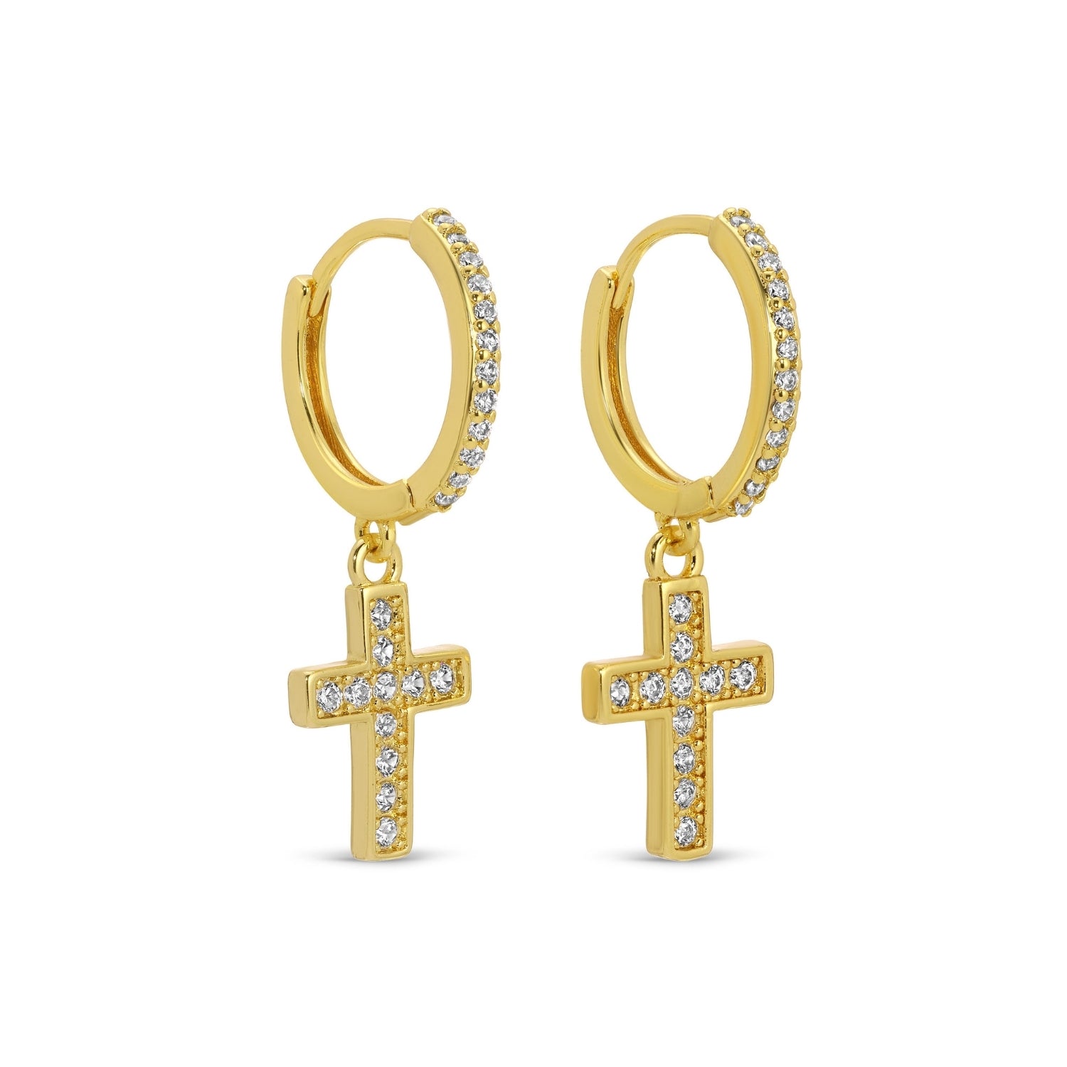 Pave Huggies - Cross - Splendid Iris