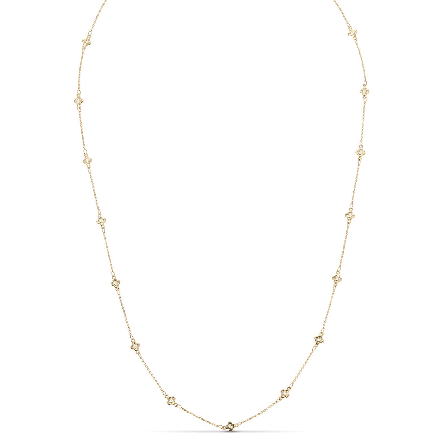 Delicate CZ Accented quatrefoil Accented Necklace - Splendid Iris