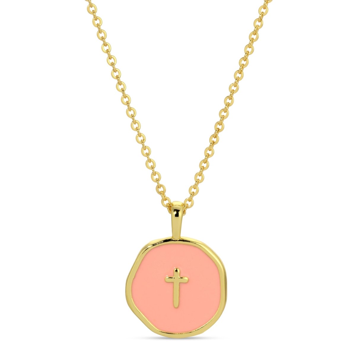 Minimal Cross Medallion Necklace - Splendid Iris