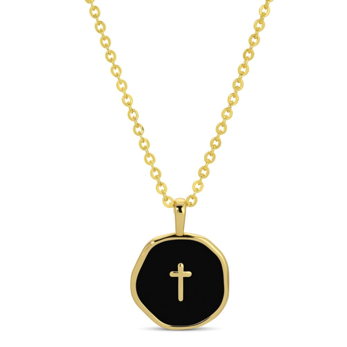 Minimal Cross Medallion Necklace - Splendid Iris